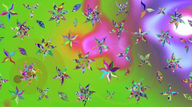 Süslü kumaş deseni. Renkli Bahar Teması eskiz kalıbı. Düz Çiçek Elementleri Tasarımı. Raster illüstrasyonunda çiçek deseni çizimi.