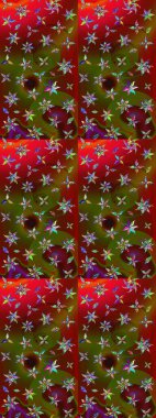 Çiçeksel fantezi tasarımı ve parlak bir arka plan çizimi. Düz Çiçek Elementleri Tasarımı. Renkli Bahar Teması çizim şablonu.