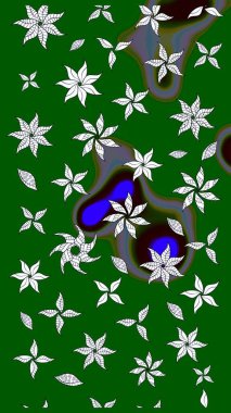 Hediye ambalaj kağıdı, tebrik kartları, posterler ve pankart tasarımı. Yeşil ve nötr renklerde çiçekler. Raster düz çiçek çizim deseni.