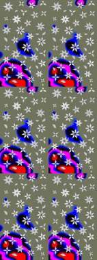 Tekstil için figür. Davetiye ve kartpostal tasarımı için dekoratif çiçek unsurları. Şirin, zarif çiçekler Raster illüstrasyonu. Yapraklı çizim şekli. Poster veya kapak için arkaplan.