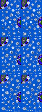 Küçük mavi ve nötr çiçeklerle oldukça eski bir besin torbası deseni. Tekstil, kumaş, kapaklar, duvar kağıtları, baskı, paket, koleksiyon defteri, örgü, dekupaj için çiçek arkaplanı..