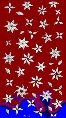 Raster illüstrasyonu. Egzotik çiçekler, kırmızı ve nötr renklerde botanik ve parlak klasik doğa. Klasik tropikal doğal elementlerin suluboya seti.