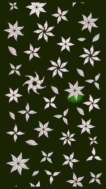 Çiçek süslemeli çizim deseni. Raster illüstrasyonu. Gri ve nötr renkte çiçekler.