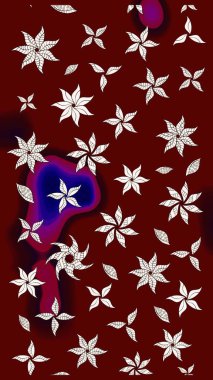 Küçük çiçekteki sevimli çiçek deseni. Raster illüstrasyonu. Kırmızı ve nötr renkte çiçekler.