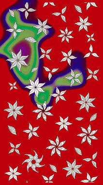 Raster illüstrasyonu. Kırmızı ve nötr renklerde çiçekler. Çiçek desenli eskiz, vuruşlar, sıçramalar, yaz çiçekleri..