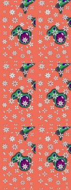 Arkaplan dokusu, duvar kağıdı, turuncu ve nötr renklerde çiçek teması. Soyut etnik raster çizim kalıbı. Kabile sanatı boho baskısı, klasik çiçek arkaplanı.