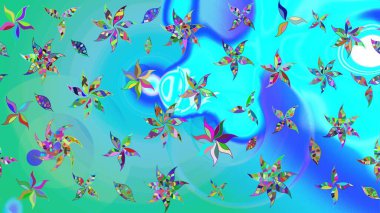 Düz Çiçek Elementleri Tasarımı. Çiçek deseni. Raster güzel kumaş deseni çiziyor. Renkli Bahar Teması çizim şablonu.