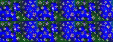 Modern stil dokusu. Çiçek desenli raster, mavi ve yeşil çizgi grafik deseni soyut raster arkaplan.