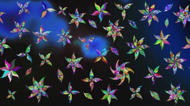 Renkli Bahar Teması eskiz kalıbı. Süslü kumaş deseni. Düz Çiçek Elementleri Tasarımı. Raster illüstrasyonunda çiçek deseni çizimi.