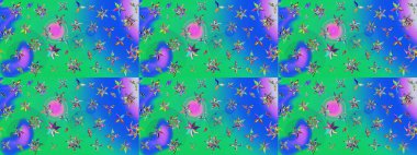 Renkli süs kenarı. Mavi ve yeşil renklerde. Hint süsü. Çizim kalıbı. Çiçek duvar kağıdı. Raster illüstrasyonu.