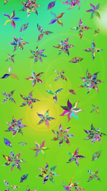 Doğa. Çiçek kompozisyonu. - yeşil ve sarı çiçekler. Çiçek arkaplan. Çiçek kolajı. Raster deseni. Küçük çiçekte güzel desen var..