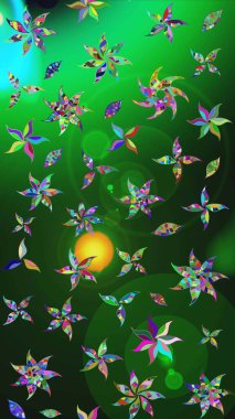 Halk tarzı. Parlak renkli çiçekleri ve yeşil ve gri renkte yaprakları olan harika bir çiçek deseni. Modern çiçek arkaplanı. Moda baskıları için zarif bir şablon.