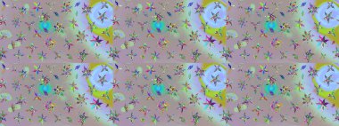 Raster Çiçek İllüstrasyonu 'nun şirin tekstili. Tarafsız ve gri renkte etnik çiçeklerle süslenmiş zarif bir eskiz..