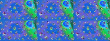 Çiçek kolajı. Doğa. Çiçek kompozisyonu. Çiçek arkaplan. Küçük çiçekte güzel bir desen var. Raster deseni. - Mavi ve mor çiçekler.