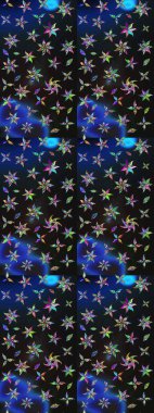 El çizimi çiçek çizimi deseni (fayans). Şirin çiçekli, desenli, gri ve mavi renklerde renkli çizimler. Tekstil için suluboya çizim deseni.