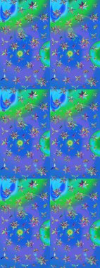 Suluboya tarzında mavi ve yeşil çiçekli zarif eskiz deseni, tasarım elementleri. Düğün davetiyeleri için çiçek deseni, tebrik kartları, hatıra defteri, baskı, hediye paketi, imalat. Düzenlenebilir