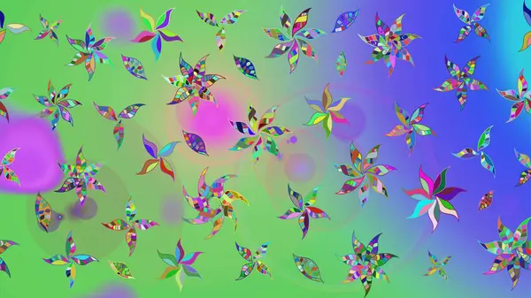 Eskiz klasiği. Düz Çiçek Elementleri Tasarımı. Renkli Bahar Teması eskiz kalıbı. Raster Şirin kumaş deseni.