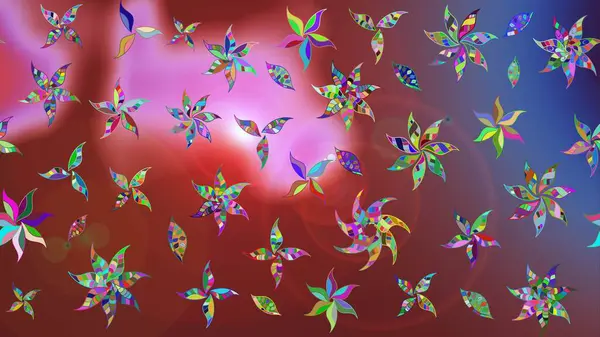 Halk tarzı. Parlak renkli çiçekleri ve kahverengi ve kırmızı renkte yaprakları olan harika bir çiçek deseni. Modern çiçek arkaplanı. Moda baskıları için zarif bir şablon.