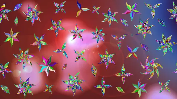 Suluboya tarzında kahverengi ve kırmızı renklerde. Raster illüstrasyonu. Küçük çiçekli bahar deseni çiz.