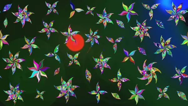 Şirin, zarif çiçekler Raster illüstrasyonu. Tekstil için figür. Yapraklı çizim şekli. Davetiye ve kartpostal tasarımı için dekoratif çiçek unsurları. Poster veya kapak için arkaplan.