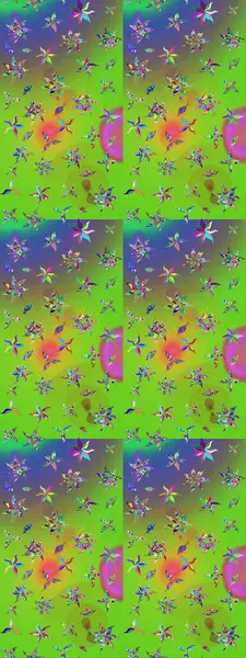 Renkli Bahar Teması eskiz kalıbı. Raster illüstrasyonundaki çiçek desenli çizim. Düz Çiçek Elementleri Tasarımı. Yeşil ve mor renkte çiçekler.