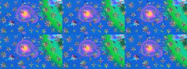 Küçük mavi ve yeşil renkte güzel bir besin torbası deseni, çiçekler. Tekstil, kumaş, kapaklar, duvar kağıtları, baskı, naylon, koleksiyon defteri, örgü, dekupaj için güzel bir eskiz. Millefleurlar.