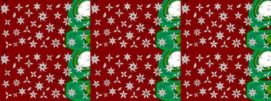 Kumaş, tekstil, duvar kağıdı baskısı için. Raster illüstrasyonu. Eski usul. Eskiz geçmişi. Renkli desenli eskiz deseni, kırmızı ve yeşil çiçekler ve dekoratif elementler.