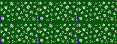 Raster illüstrasyonu. Yeşil ve nötr renklerde yeşil ve nötr papatyalar deseni. Yeşil ve nötr renklerde.