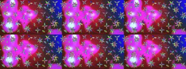 Düz Çiçek Elementleri Tasarımı. Mor ve kırmızı renkte çiçekler. Renkli Bahar Teması eskiz kalıbı. Raster illüstrasyonunda çiçek deseni çizimi.