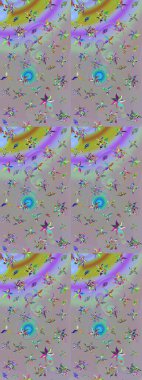 Raster. Güzel suluboya çiçekler, parlak resimler ilham verici ve nötr çiçek desenli eskiz arka planı.