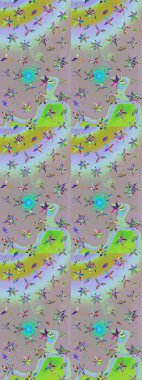 Raster illüstrasyonu. Tarafsız ve gri renklerde zarif çiçekli suluboya. Renkli Bahar Teması eskiz kalıbı. Düz Çiçek Elementleri Tasarımı.