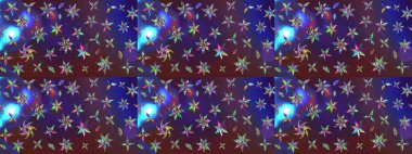 Raster illüstrasyonu. Mor ve mor renklere karalamalar çizilmiş çiçek deseni.