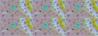 Raster çiçek desenli çiçek deseni, yapraklar, dekoratif elementler, sıçrama, lekeler, el çizimi kontur çizgileri ve Doodle çizim stili, grafik raster çizim çizimi.