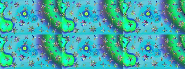 Suluboya çiçekli çiçek deseni. Raster illüstrasyonu. Mavi ve yeşil renkli güzel tekstil.