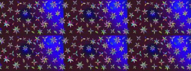 Renkli Bahar Teması eskiz kalıbı. Çiçek desenli çizim. Raster illüstrasyonu. Asya tekstil tarzında. Kahverengi ve mavi renkli çiçekler. Düz Çiçek Elementleri Tasarımı.