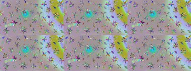 Raster çiçek desenli çiçek deseni, yapraklar, dekoratif elementler, sıçrama, lekeler, el çizimi kontur çizgileri ve Doodle çizim stili, grafik raster çizim çizimi.