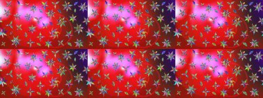 Nazik, narin çiçek arkaplanı. Çiçekli karalama şeklinde Raster çiçek deseni. Kırmızı ve pembe renkte çiçekler.