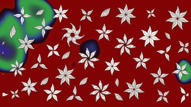 Kırmızı ve nötr renklerde çiçekler. Raster illüstrasyonunda çiçek deseni çizimi.