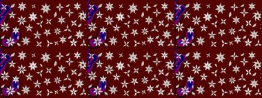 Düz Çiçek Elementleri Tasarımı. Renkli Bahar Teması eskiz kalıbı. Çocuk stili. Çiçekli çizim raster arkaplanı.