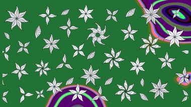 Hediye ambalaj kağıdı, tebrik kartları, posterler ve pankart tasarımı. Raster düz çiçek çizim deseni. Yeşil ve nötr renkte çiçekler.