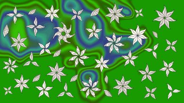 Elle çizilmiş sonbahar çiçeği deseni. Renkli yeşil ve nötr çizim kalıbı. Tekstil ve kapak tasarımı için mükemmel. Doodle tarzı. Yeşil ve nötr renkte çiçekler.