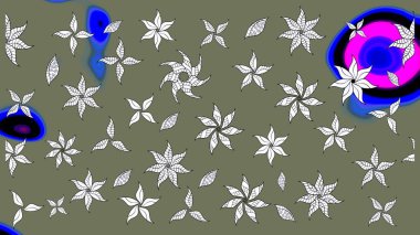 Raster hisseleri. Eskiz arkaplan modeli. Suluboya, elle çizilmiş. Çiçekler yeşil ve nötr.