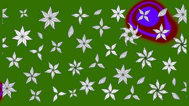 Raster illüstrasyonu. Çiçek süslemeli çizim deseni. Yeşil ve nötr renkte çiçekler.