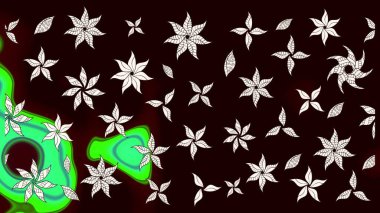 Çiçek desenli eskiz, darbeler, sıçramalar, yaz çiçekleri. Raster illüstrasyonu. Siyah ve nötr renkte çiçekler.