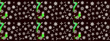 Raster illüstrasyonu. Çiçekli güzel suluboya desen. Siyah ve nötr renklerde.