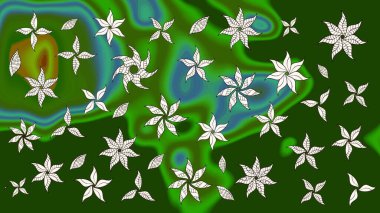 Raster deseni. Çiçek kolajı. Küçük çiçekte güzel bir desen var. Çiçek kompozisyonu. Çiçek arkaplan. Doğa. - yeşil ve tarafsız çiçekler.