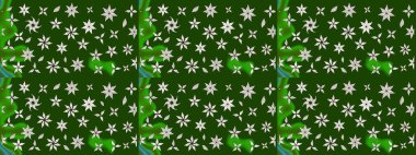 Çiçekli çiçek deseni, suluboya. Düz Çiçek Elementleri Tasarım Raster illüstrasyonu. Yeşil ve nötr renkte çiçekler. Renkli Bahar Teması çizim kalıbı.