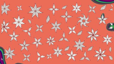 Çiçekler turuncu ve nötr renklerde. Kumaş desenli papatya çiçekleri ayrıntıları.