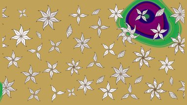 Sarı ve nötr renklerde çiçekler. Raster illüstrasyonu. Küçük çiçekte sevimli çiçek deseni var..