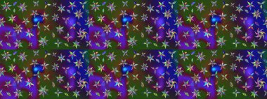 Raster hisseleri. Eskiz arkaplan modeli. Suluboya, elle çizilmiş. Çiçekler yeşil ve mavi üzerine.